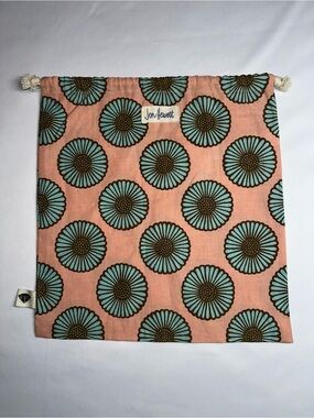 Peach Floral Drawstring Mini Bag